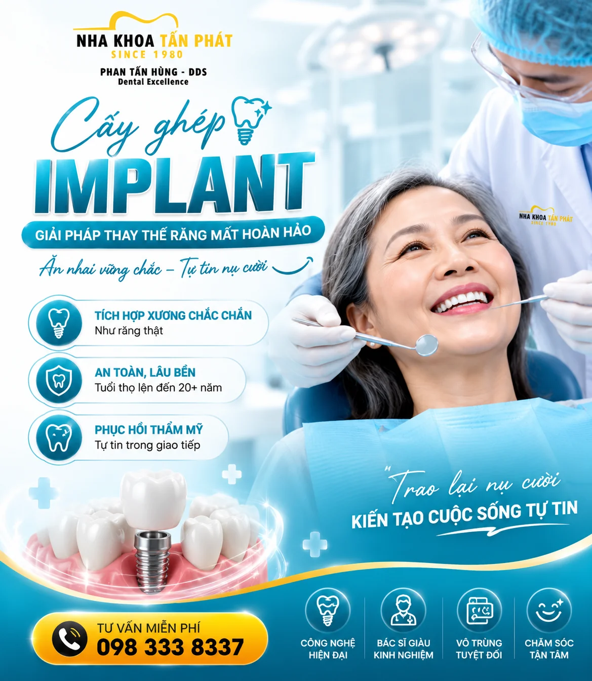 Trồng Răng Implant – Phục Hồi Răng Mất Bền Vững & Tự Nhiên